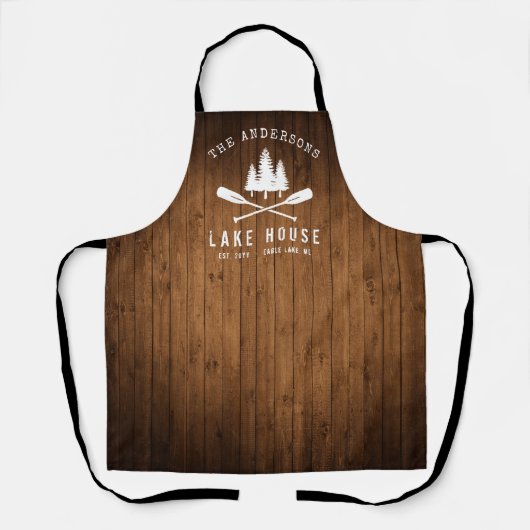 Rustikales Seehaus Oars Trees Holz Print Schürze (Vorderseite)