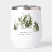 Rustikales Seehaus Wasserfarbene Pinienbäume nach (Vorderseite)