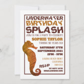 Rustikales Seepferd, Aquatic Birthday Party Einladung (Vorderseite)