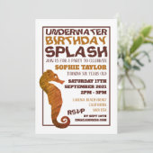 Rustikales Seepferd, Aquatic Birthday Party Einladung (Stehend Vorderseite)