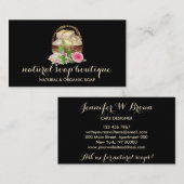 Rustikales Seifenkorb mit floralen Branding Visitenkarte (Vorne/Hinten)