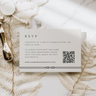 Rustikales Seil-Detail Ecru Hochzeit QR-Code RSVP Karte
