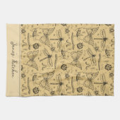 Rustikales Senfgelb und schwarzes Insekt Geschirrtuch (Horizontal)