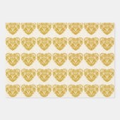 Rustikales Senfgold-Dekor-Herzmuster Geschenkpapier Set (Vorderseite 2)