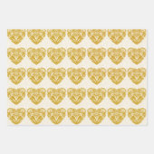 Rustikales Senfgold-Dekor-Herzmuster Geschenkpapier Set (Vorderseite)