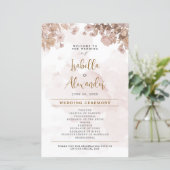 Rustikales Sepia Floral - Vintage Wedding Program (Stehend Vorderseite)