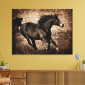 Rustikales Sepia Galloping Pferd Leinwanddruck (Insitu (Wohnzimmer))