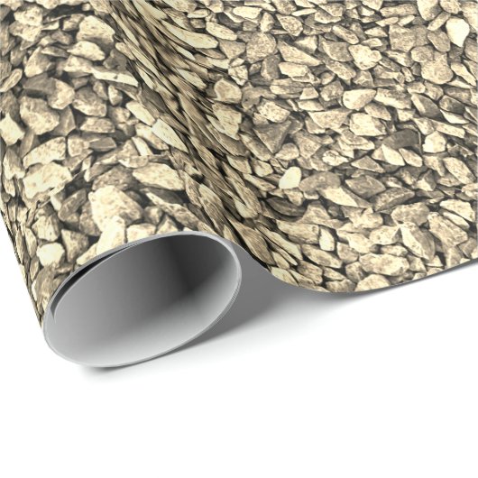 Rustikales Sepia-Kies-Gesteinsmuster Geschenkpapier (Rolleneckpunkt)