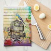 Rustikales Shabby Chic-buntes Vintages Blumen Geschirrtuch (Viertel Falte)