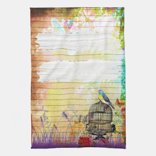 Rustikales Shabby Chic-buntes Vintages Blumen Geschirrtuch (Vertikal)