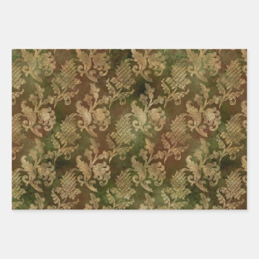 Rustikales Shabby Chic Gold Apple Blossom Blumende Geschenkpapier Set (Vorderseite 2)