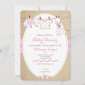 Rustikales Shabby Chic Kinderdusche Einladung (Vorderseite)