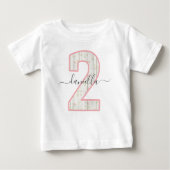 Rustikales Shabby Chic Rosa Blumenholz 2 zwei Gebu Baby T-shirt (Vorderseite)