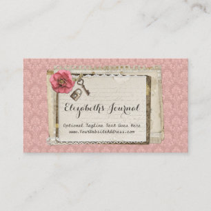 Rustikales Shabby Chic-Rosa-viktorianische Visitenkarte