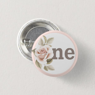 Rustikales Shabby Chic Rose 1. Geburtstag Party Button