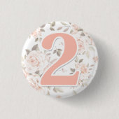 Rustikales Shabby Chic Rose 2. Geburtstag Party Button (Vorderseite)