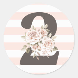 Rustikales Shabby Chic Rose 2. Geburtstag Party Runder Aufkleber