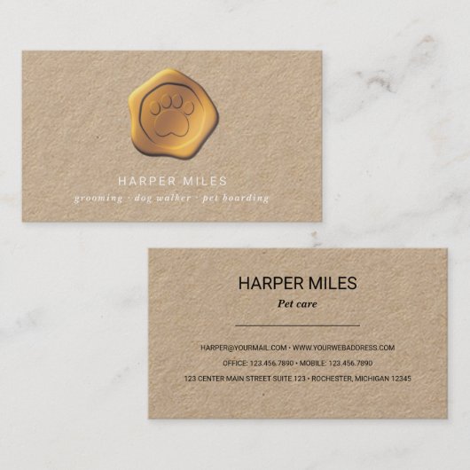 Rustikales Siegel Visitenkarte (Vorne/Hinten)