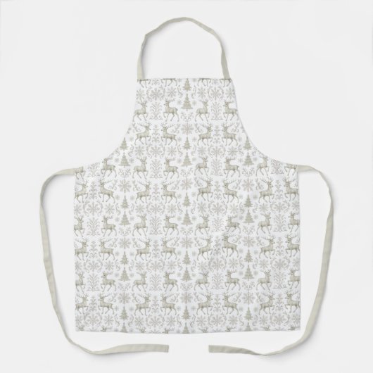 Rustikales, Silber/Weiß modernes Weihnachtsmuster Schürze (Vorderseite)