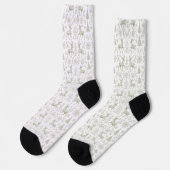 Rustikales, Silber/Weiß modernes Weihnachtsmuster Socken (Linkes Detail)