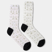 Rustikales, Silber/Weiß modernes Weihnachtsmuster Socken (Rechts)