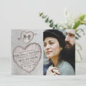 Rustikales Silberbänkchen-Foto Hochzeit Einladung (Stehend Vorderseite)