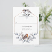 Rustikales Silbergrauer Rost Botanicals Bird UAWG RSVP Karte (Stehend Vorderseite)