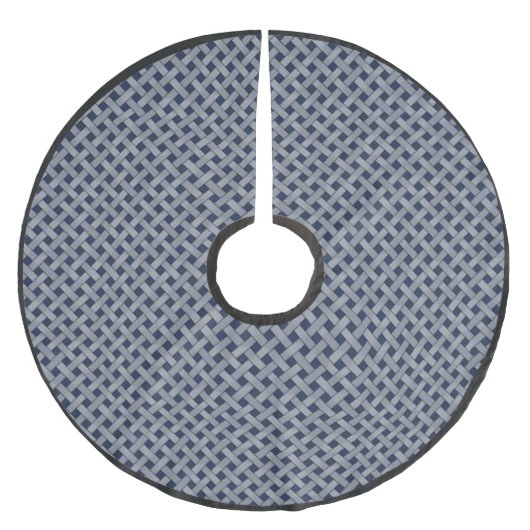 Rustikales Silberwicker auf Custom Dunkelblau Polyester Weihnachtsbaumdecke (Vorderseite)