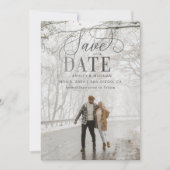 Rustikales Silver Script Modernes Foto Save the Da Save The Date (Vorderseite)
