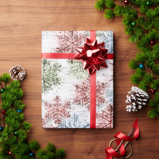 Rustikales skandinavisches Schneemuster Geschenkpapier (Feiertagsgeschenk)