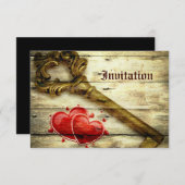 rustikales Skelett Schlüssel viktorianische Steamp Einladung (Vorne/Hinten)