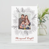 Rustikales Sketch Frohe und helle Weihnachts-Foto  (Stehend Vorderseite)