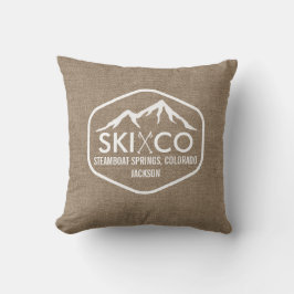 Rustikales Ski-Mountain Dampfboot Colorado Burlap Kissen