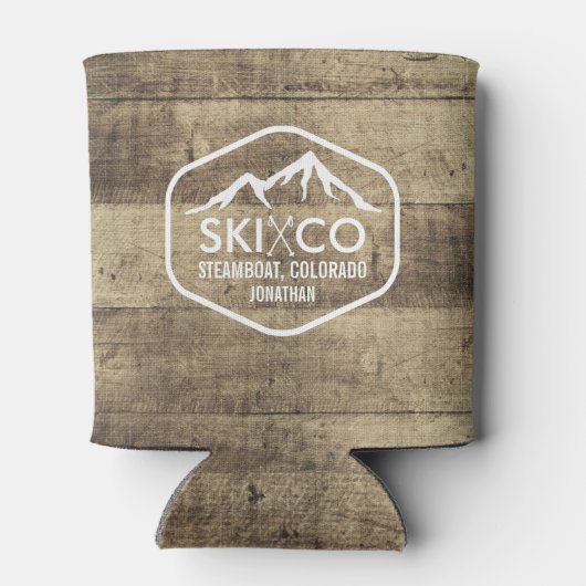 Rustikales Skigebirge Dampfboot CO Holzbär Dosenkühler (Rückseite)