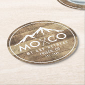 Rustikales Skihaus Berg Holzkörner Personalisiert Runder Pappuntersetzer (Angewinkelt)