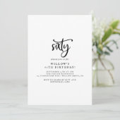 Rustikales Skript 60. Geburtstagsparty Einladung (Stehend Vorderseite)