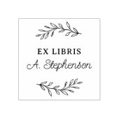 Rustikales Skript Botanische Blätter Ex Libris Buc Gummistempel (Prägung)