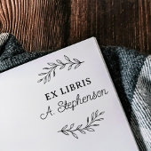 Rustikales Skript Botanische Blätter Ex Libris Buc Permastempel