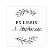 Rustikales Skript Botanische Blätter Ex Libris Buc Permastempel (Design)