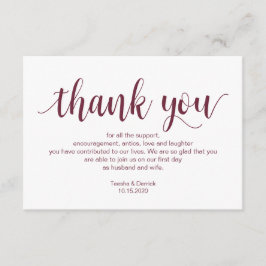 Rustikales Skript, Burgund, Hochzeit Danke Begleitkarte