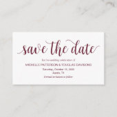 Rustikales Skript, Burgund, Hochzeit Speichern Sie Begleitkarte (Vorderseite)