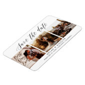 Rustikales Skript Drei Fotos Save the Date 4x6 Magnet (Linke Seite)
