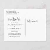 Rustikales Skript Drei Fotos Save the Date Postkar Ankündigungspostkarte (Rückseite)