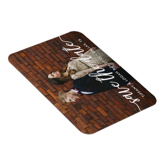 Rustikales Skript Einfaches Foto Magnet (Rechte Seite)