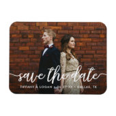 Rustikales Skript Einfaches Foto Magnet (Horizontal)