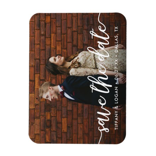 Rustikales Skript Einfaches Foto Magnet (Vertikal)