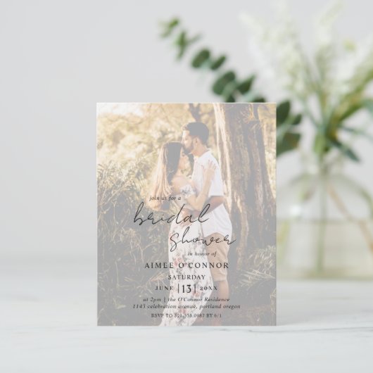 Rustikales Skript-Foto Brautparty einladen (Stehend Vorderseite)