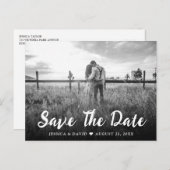 Rustikales Skript-Foto Hochzeit Speichern Sie das Ankündigungspostkarte (Vorne/Hinten)