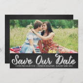 Rustikales Skript-Foto Rette unsere Datumsanzeige Einladung (Vorne/Hinten)
