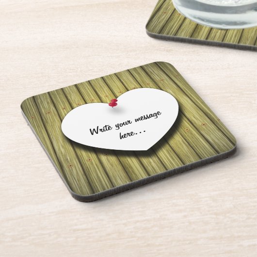 Rustikales Skript für das Papierherz Getränkeuntersetzer (Linke Seite)